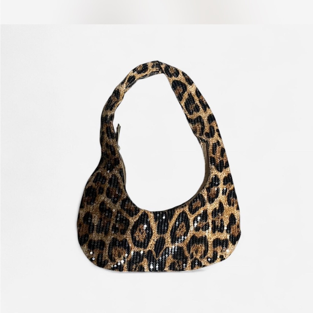SOLD Leopard Print Sequin Bag